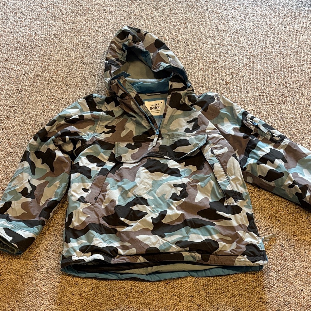 Mini Boden Camouflage Hoodie - Blue, Black, Gray